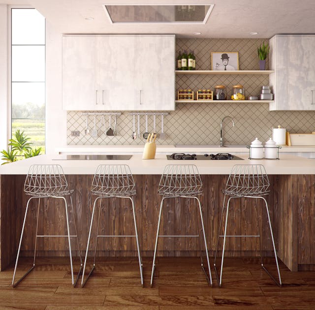 four-gray-bar-stools-in-front-of-kitchen-countertop